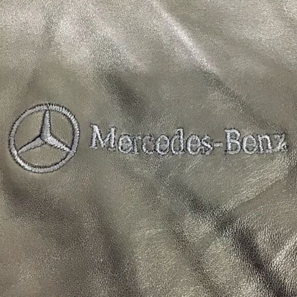 Black Leather Jacket Mercedes Logo New Size Small - Picture 1 of 16